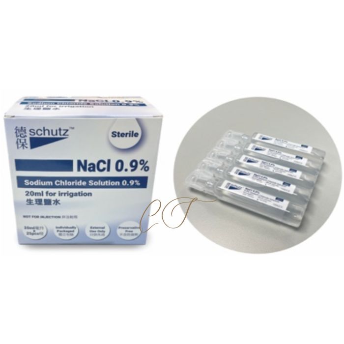 Sterile Saline Solution 0.9% (20ml x 25 vials) - Wound Irrigation/Daily Hygiene