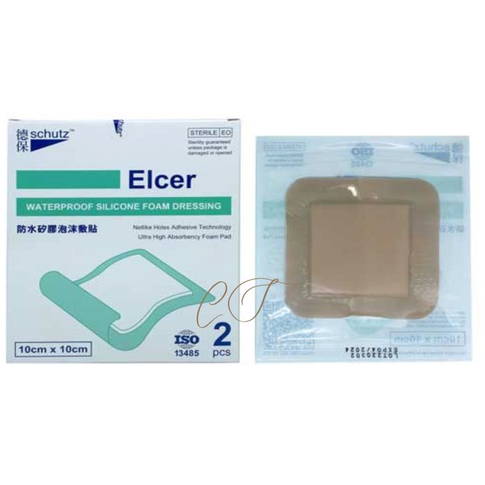 Elcer Waterproof Silicone Foam Dressing (10cm x 10cm) - Preferred for Pain Relief