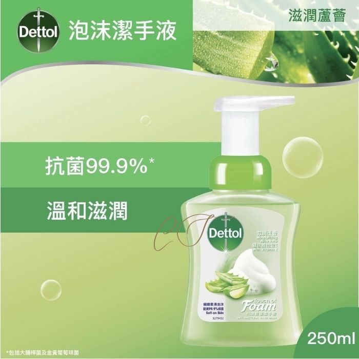 滴露 滋潤蘆薈泡沫潔手液 250ml 泵頭裝 (抗菌99.9% 溫和滋潤 企業洗手間備品 推薦)