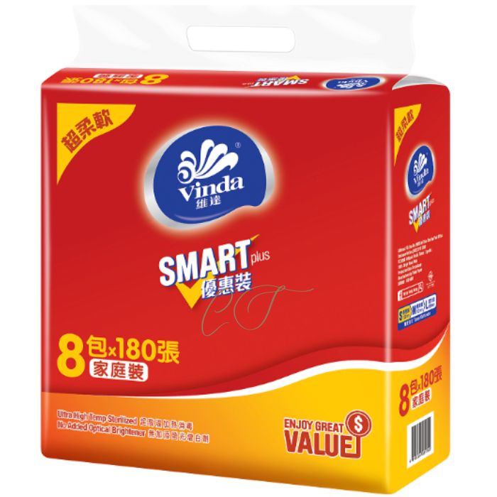 Vinda 維達 Smart 袋裝面紙 (180張x8包) – 誠品倉