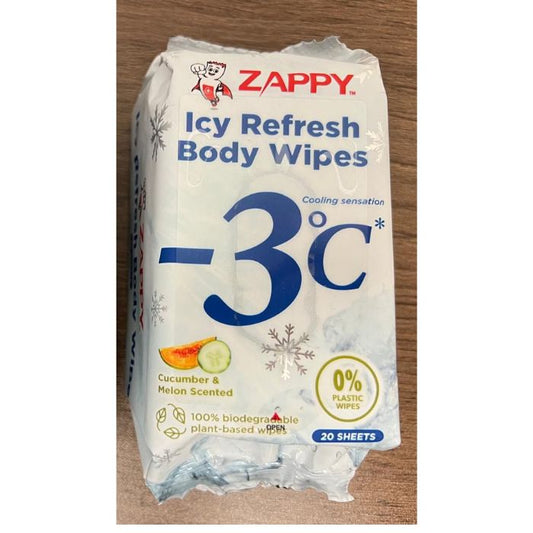 Zappy -3°C Cooling Deodorant Wipes (Eucalyptus) 20 Wipes