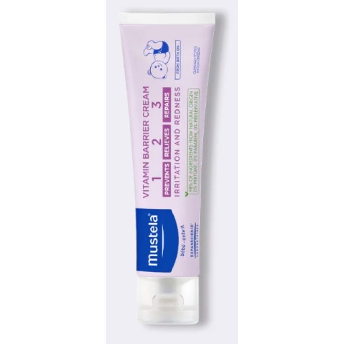 Mustela - Vitamin Barrier Cream 1 2 3 (International Version) 100ml - Prevents Diaper Rash, Repairs Damaged Skin