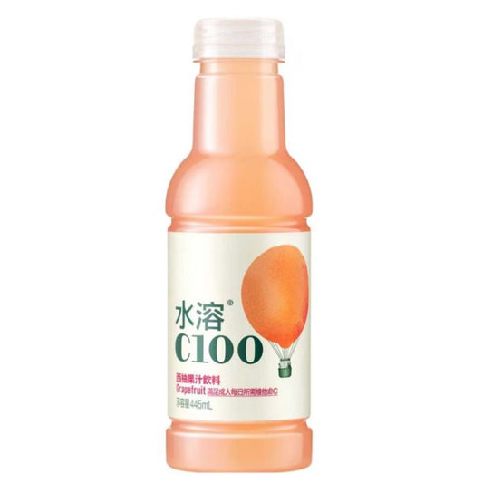 水溶C100 - 西柚味果汁飲料 (港版) 445mL (15支原箱) - 清爽解膩、職場下午茶補給首選
