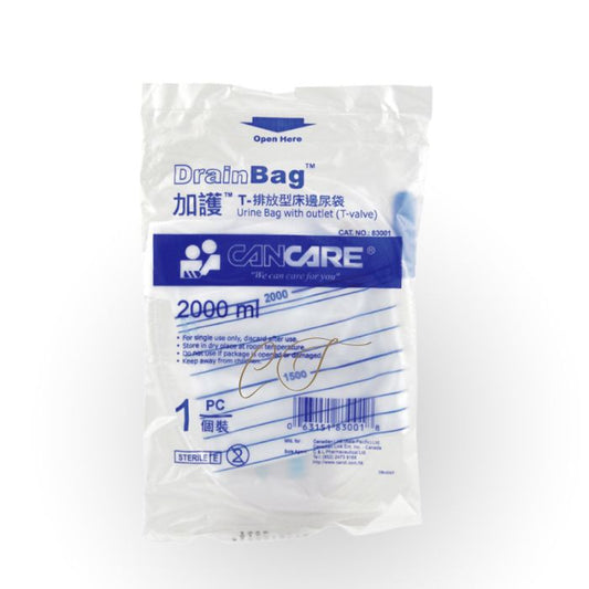 【醫用級護理】加護 Cancare T-排放型床邊尿袋 (2000ml) - 院舍/長者家居護理專用