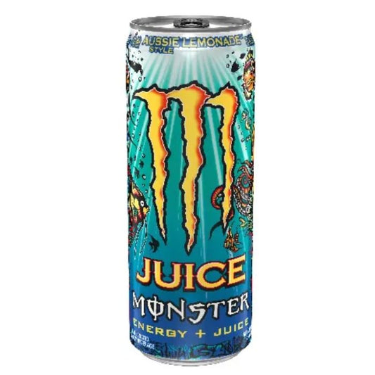 Monster Energy Aussie Lemonade Carbonated Energy Drink 355ml (24 Cans Original Case) - Office Refresher, Fresh Lemon Australian Flavor